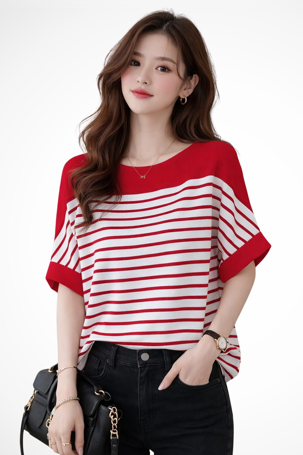 Women's Oversized Striped Casual Top