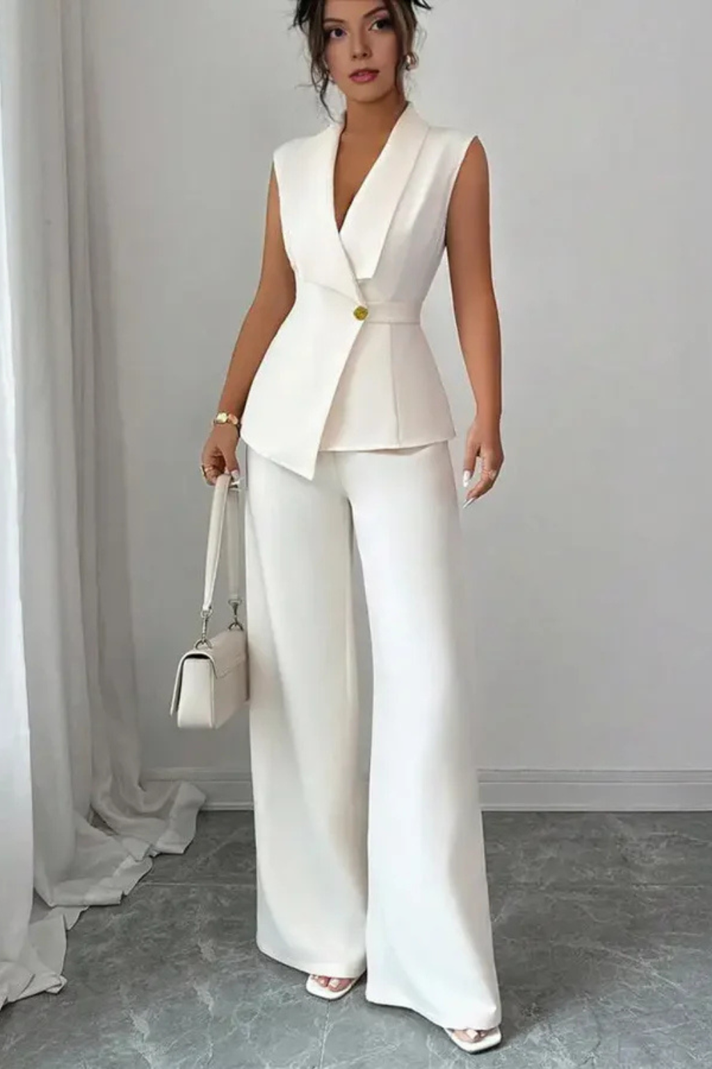 Women's Tailored White Suit Set