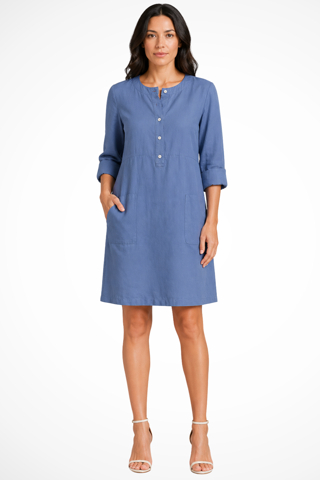 Women's Linen Long Sleeve Shirt Dress