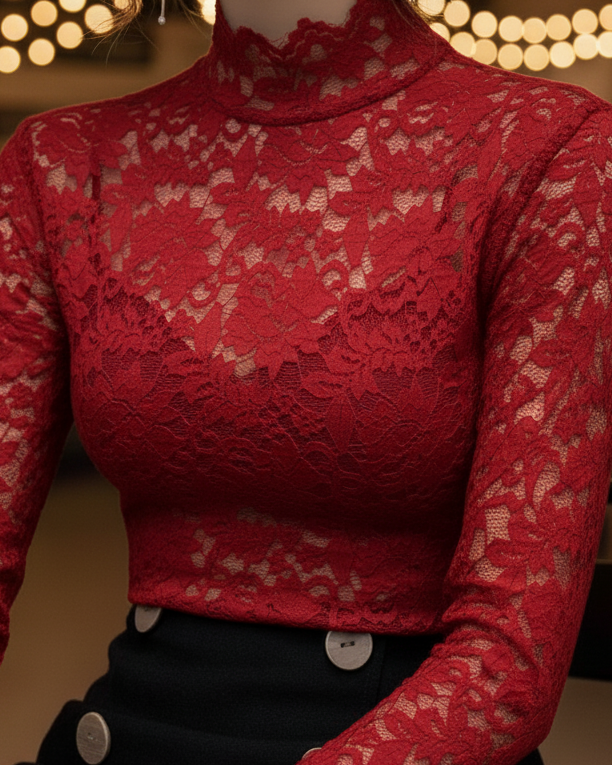 Women’s Lace High Neck Blouse
