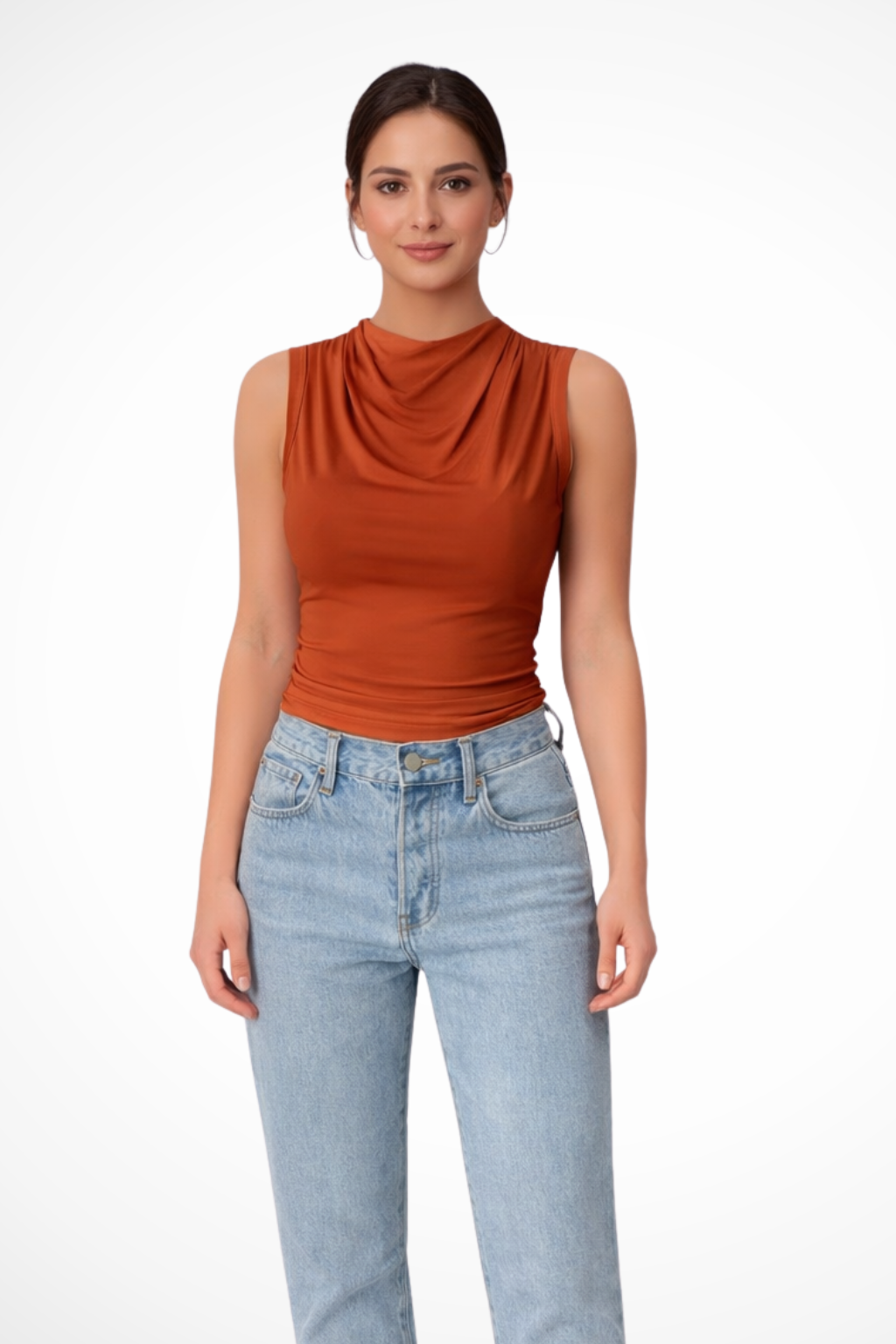 Women's Draped Neck Sleeveless Top