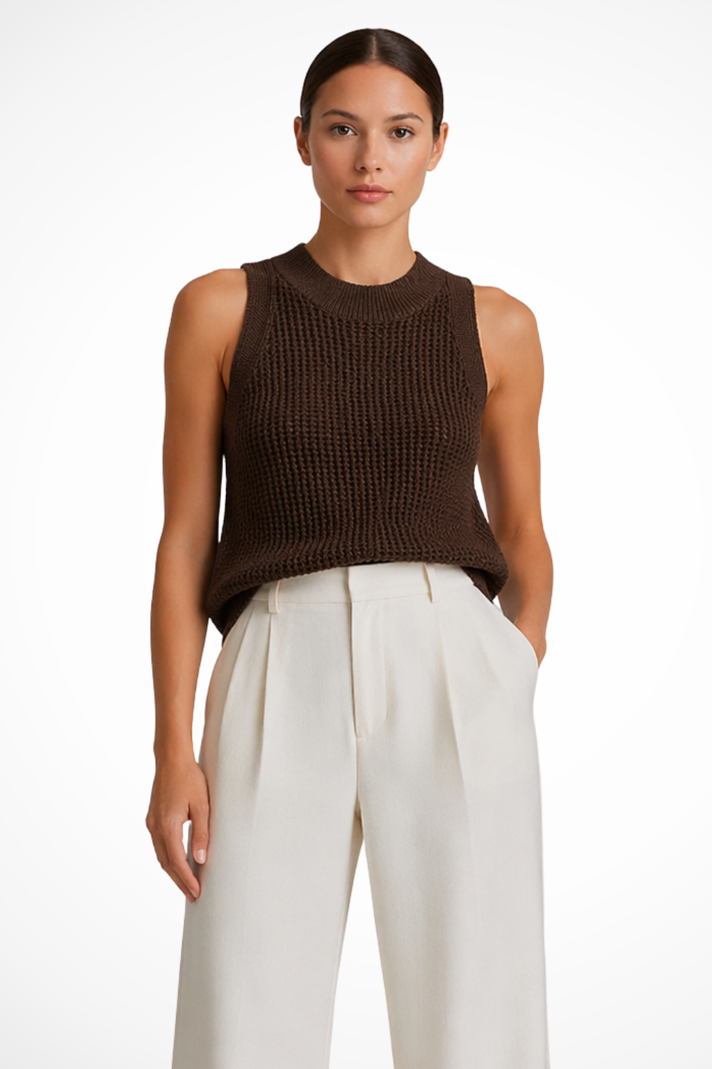 Women's Sleeveless Crochet Knit Top