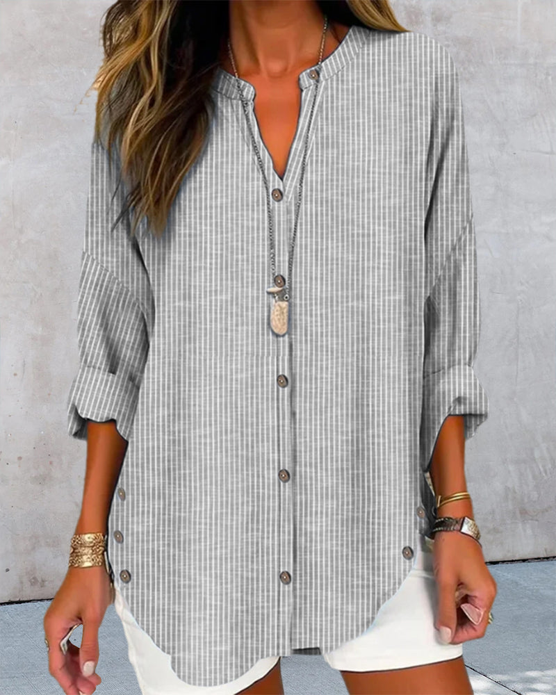 Women’s Relaxed Striped Button Blouse
