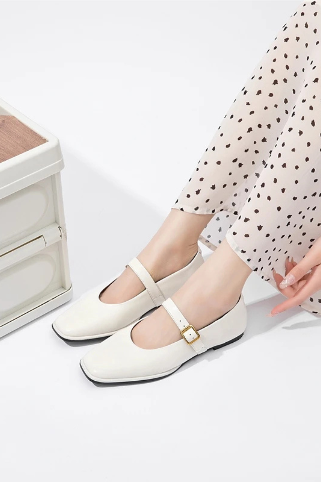 Women's Square Toe Buckle Flats