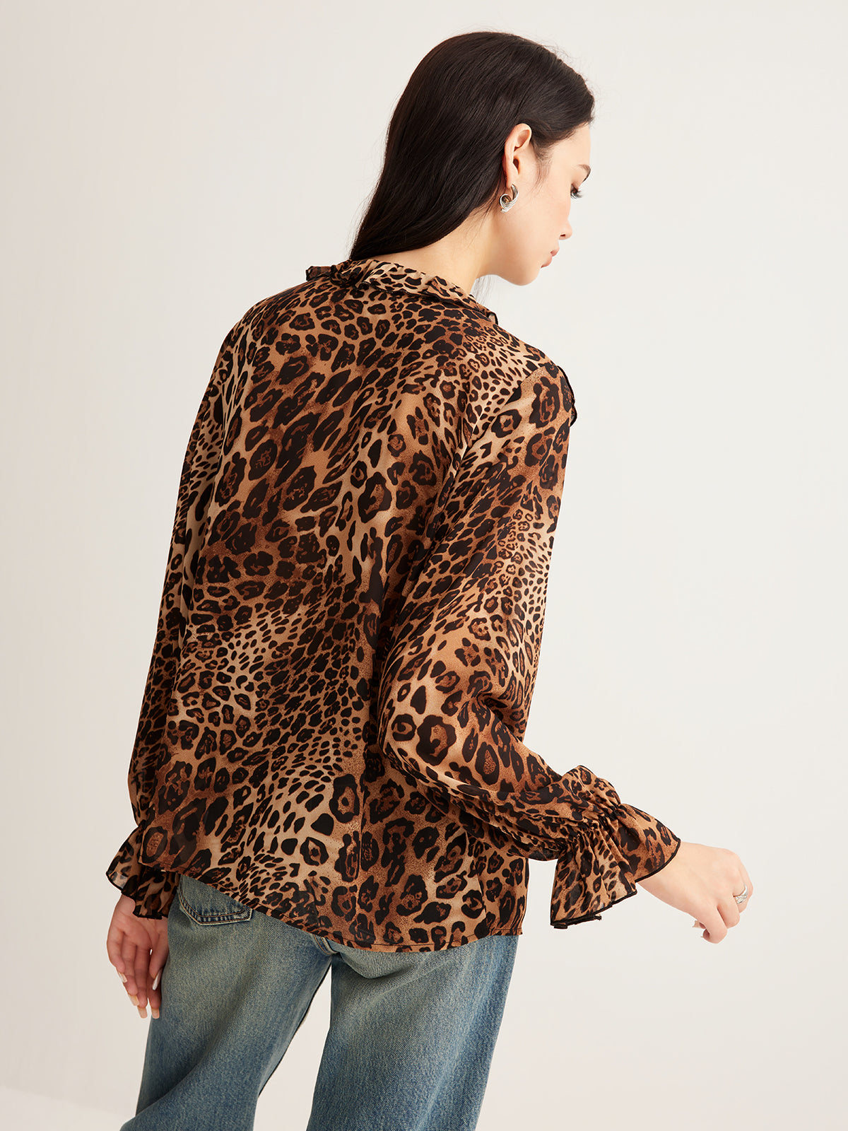 Women’s Summer Leopard Ruffle Blouse