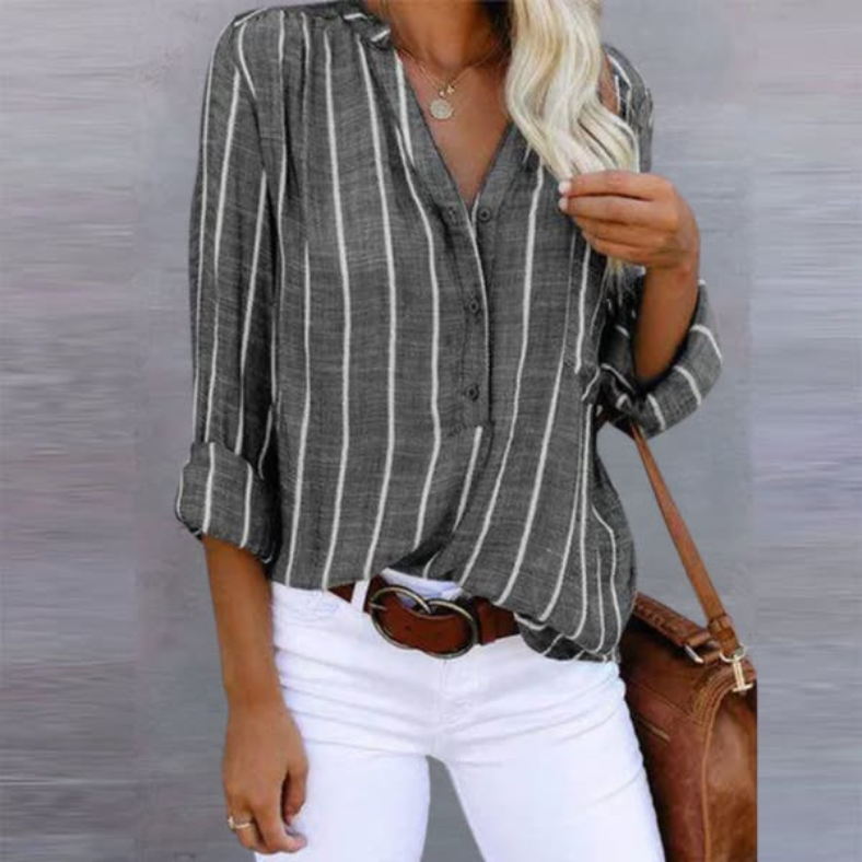 Women’s Striped Button Front Blouse