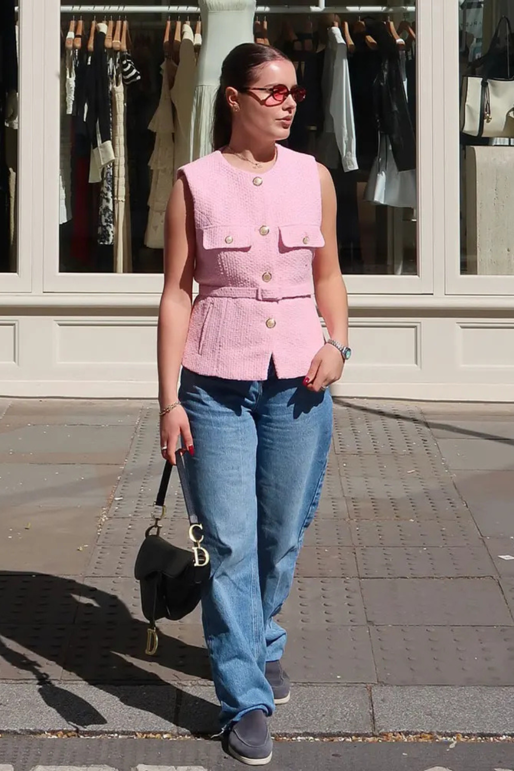 Women's Tweed Gold Button Top