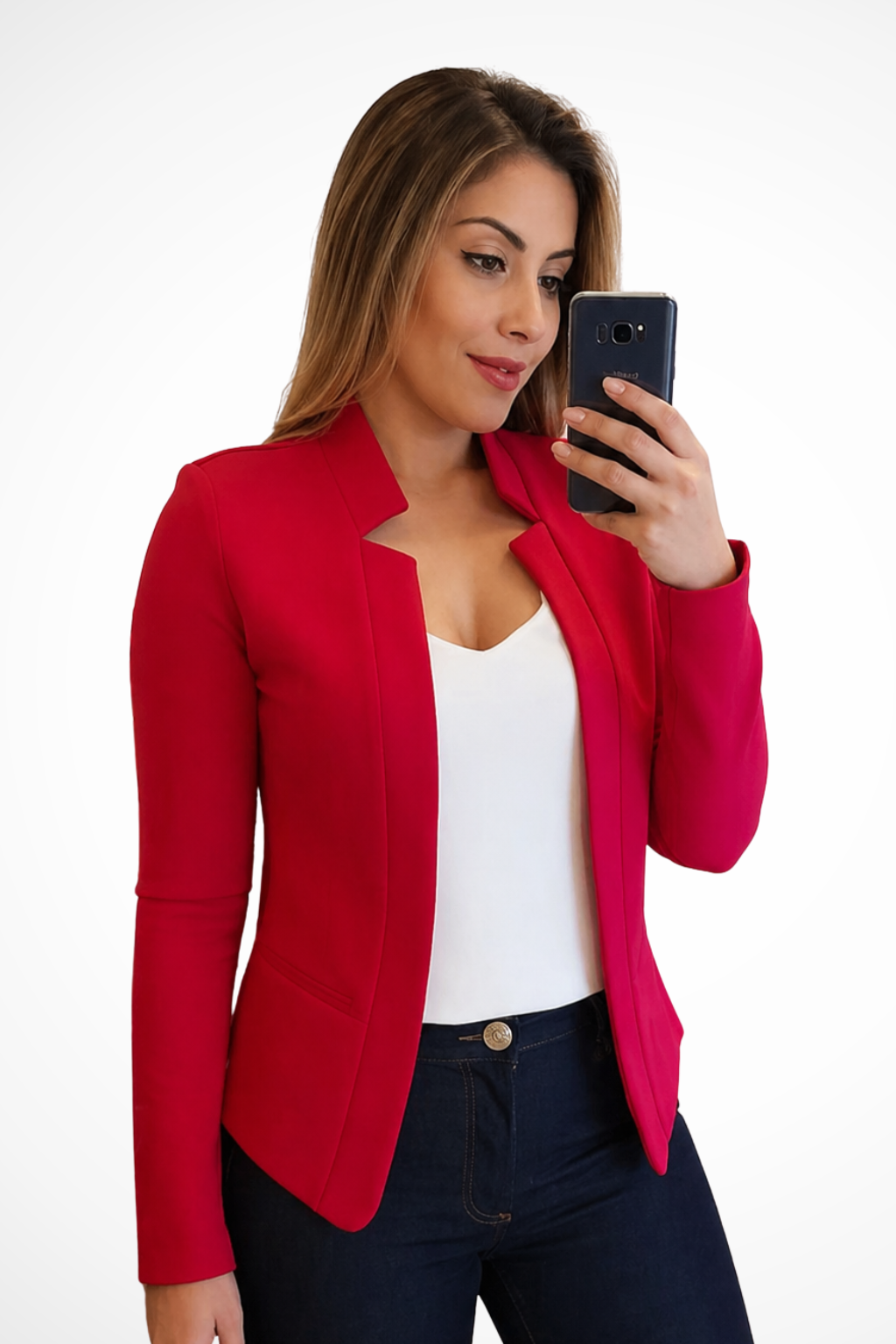 Women's Collarless Open-Front Blazer