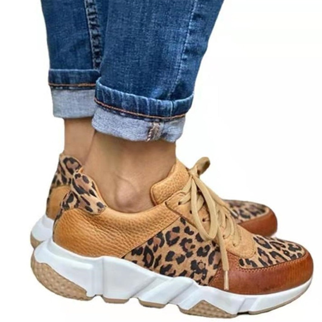 Women's Leopard Lace Up Sneakers