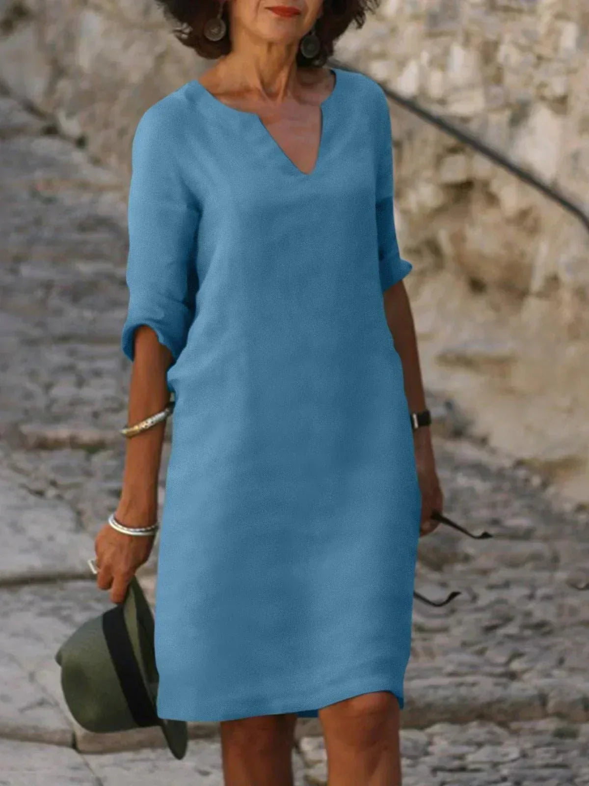 Women's Notch Neck Midi Dress