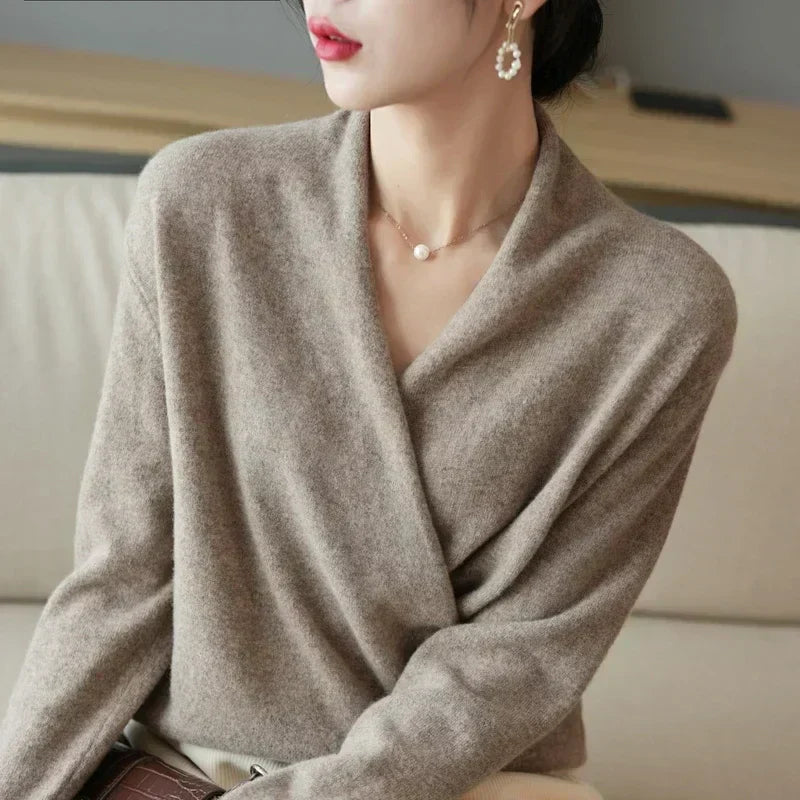 Women’s Wrap Neck Knit Top