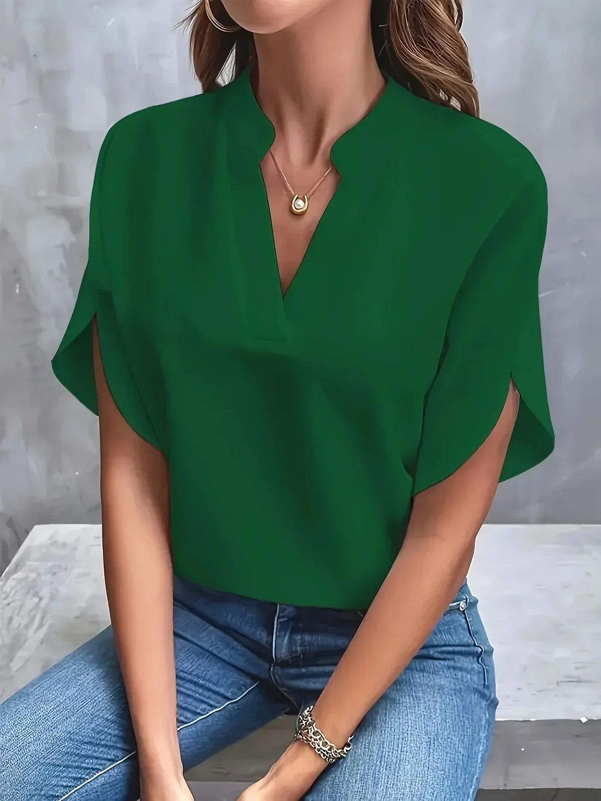 Women’s Split Sleeve V-Neck Blouse