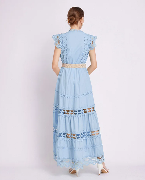 Women's Waist-Cinching Lace Dress