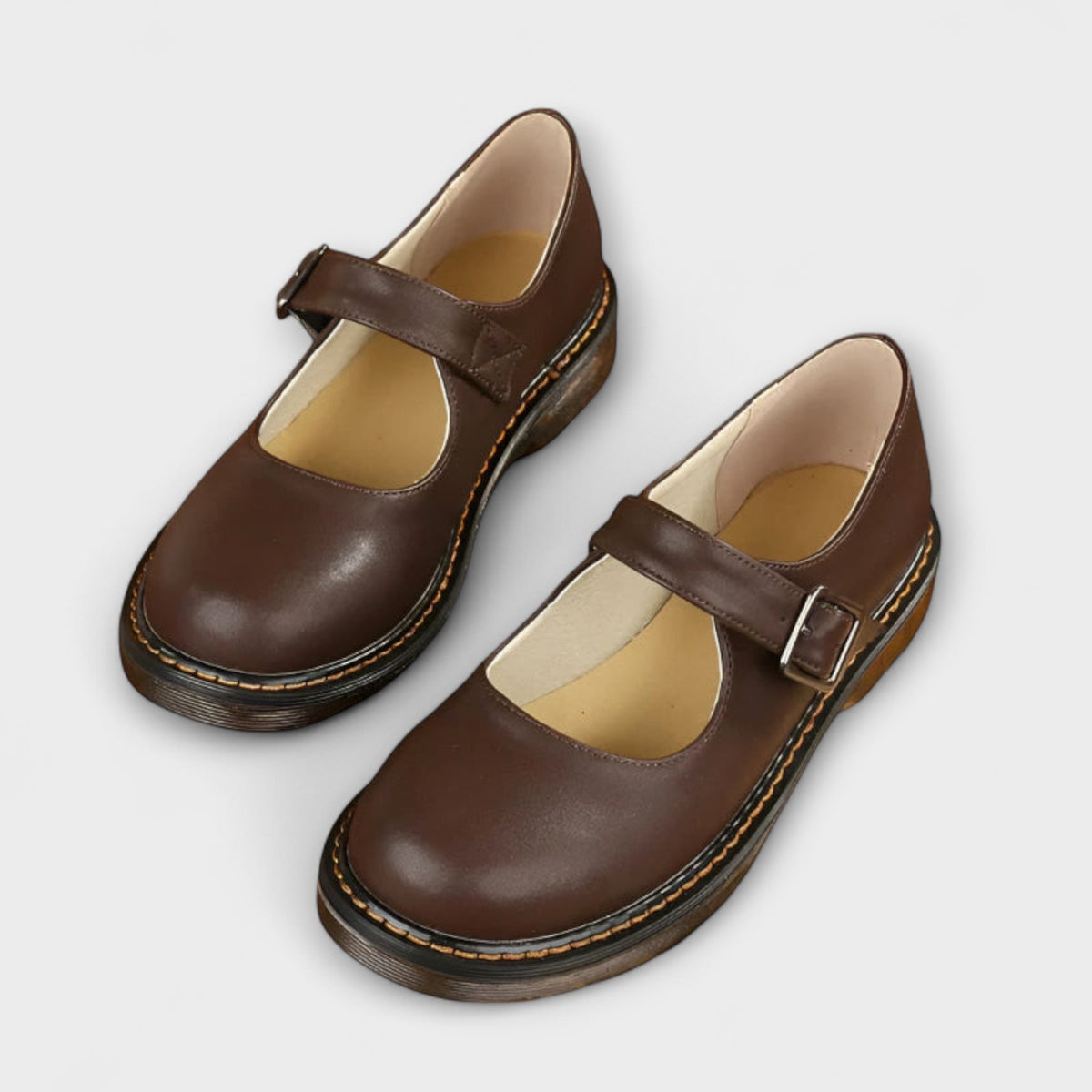 Women's Leather Buckle Strap Flats