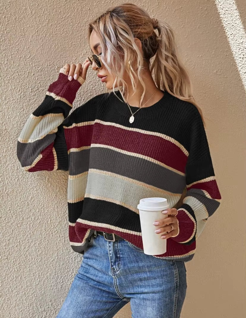Women's Oversized Striped Knit Jumper