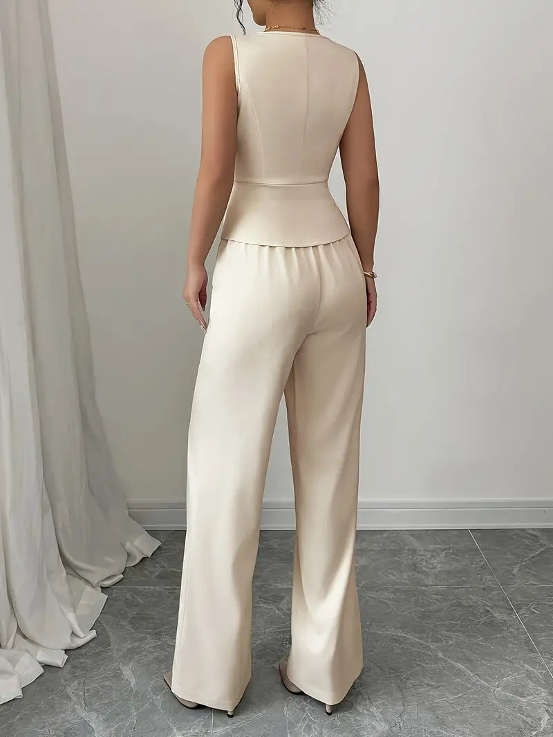 Women's Tailored Sleeveless Wide-Leg Set
