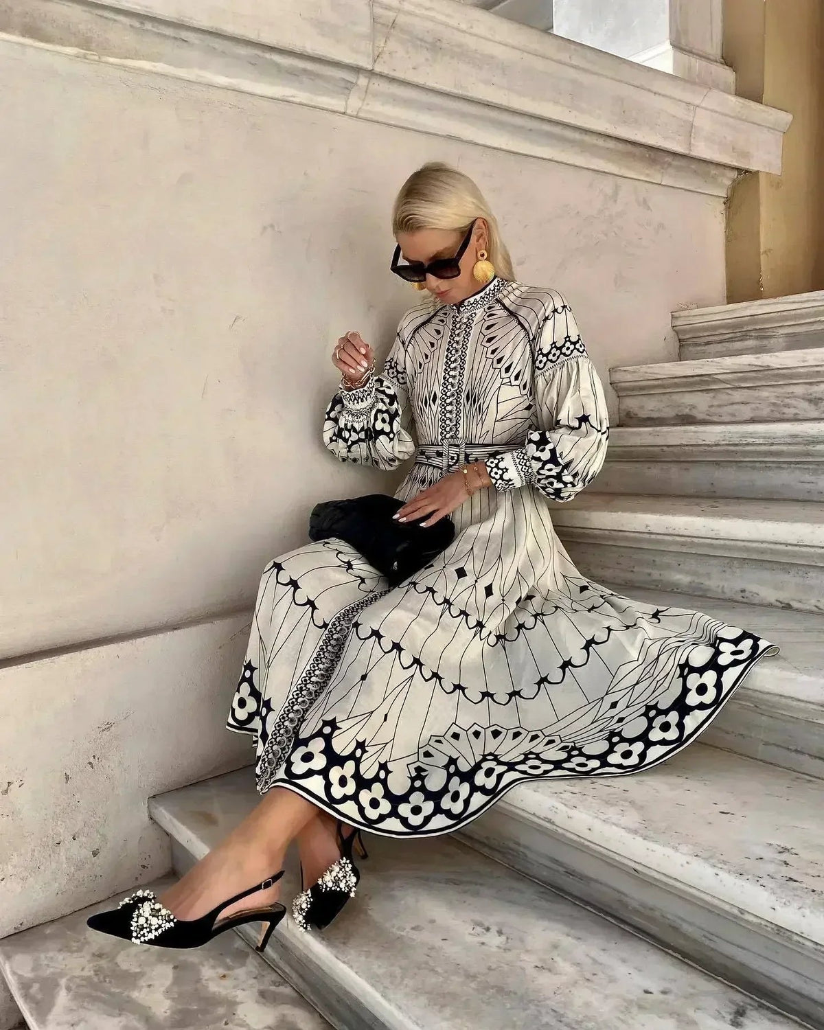 Women's Bohemian Printed Midi Dress
