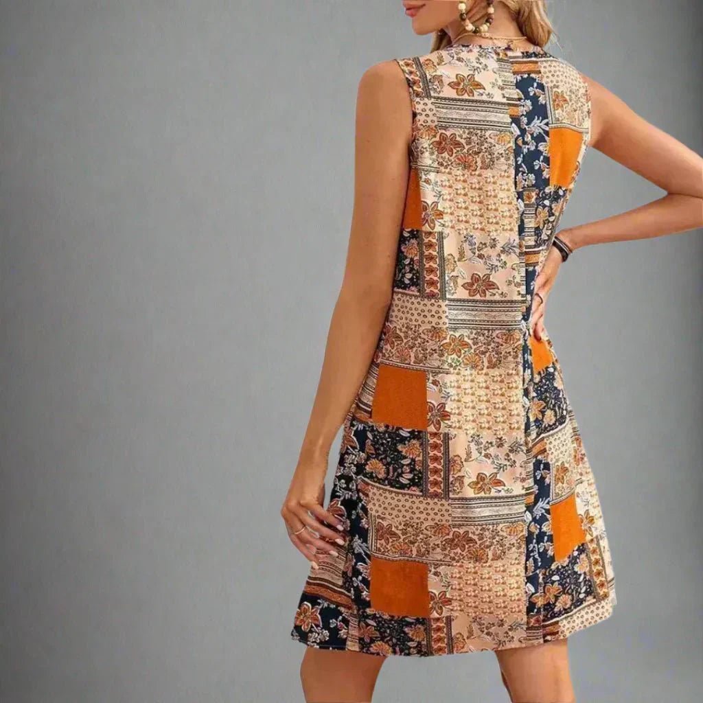 Women's Patchwork Sleeveless Boho Dress