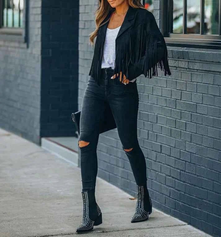 Women's Relaxed Western Fringe Jacket