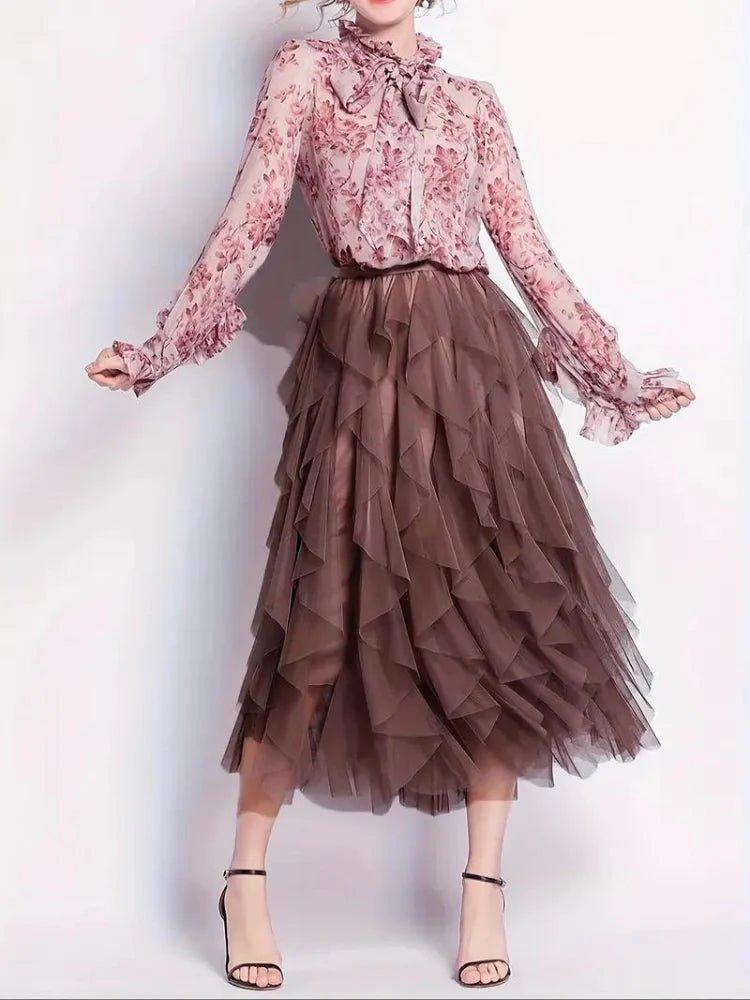 Women's Romantic Tulle Midi Skirt