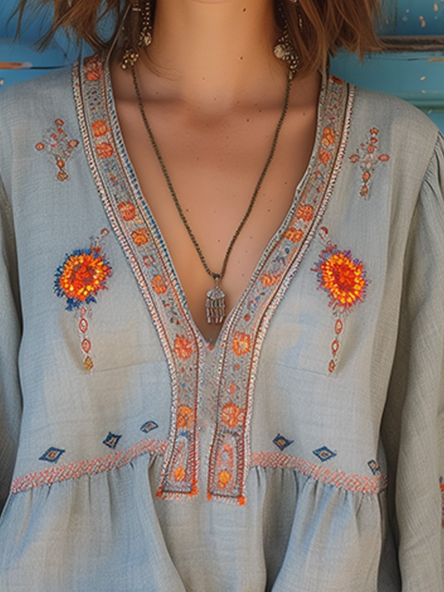 Women’s Bohemian Embroidered Blouse