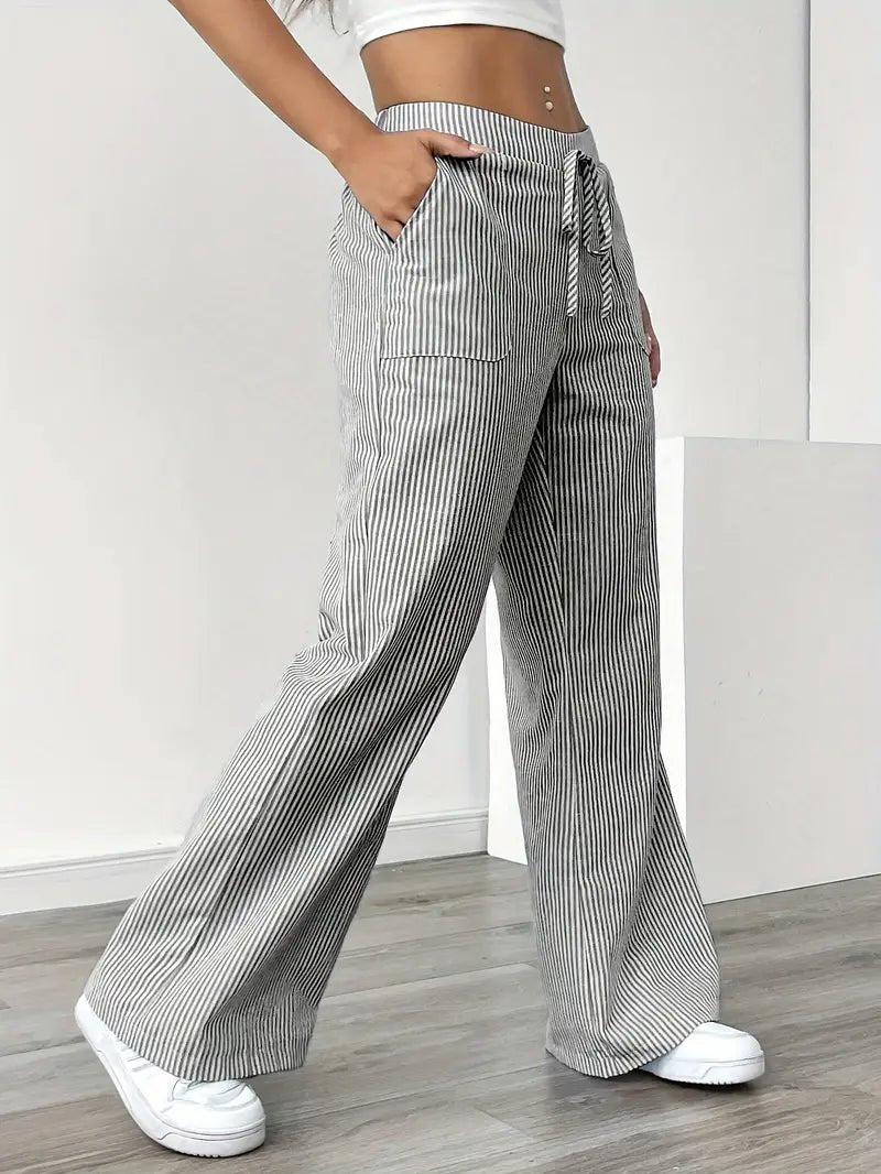 Women’s Linen Striped Wide Leg Trousers