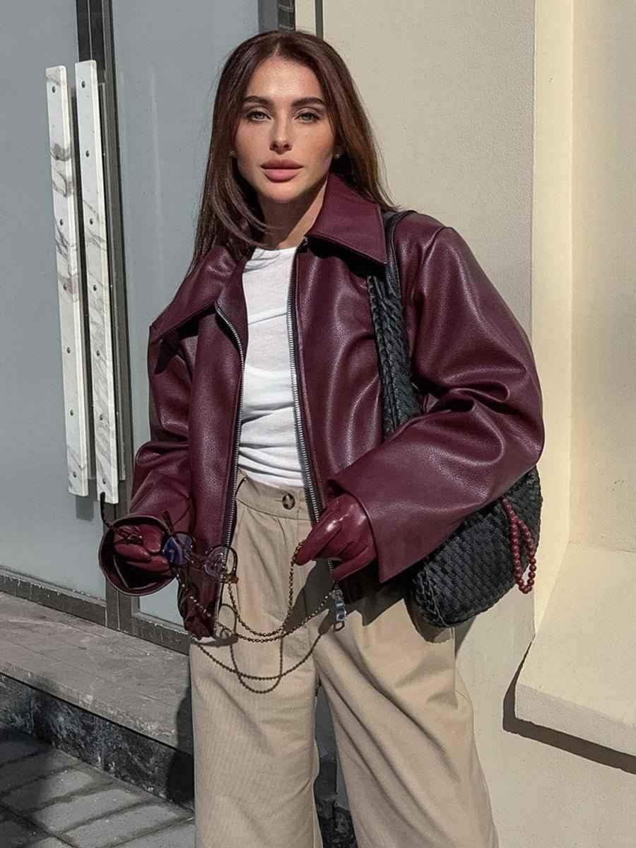 Women's Oversized Faux Leather Jacket