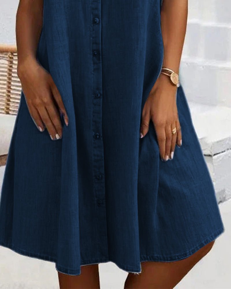 Women's Denim Shirt Midi Dress