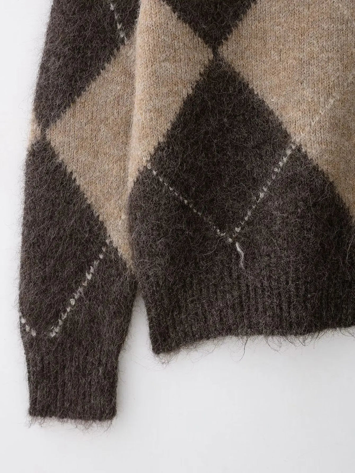 Women's Argyle Off Shoulder Jumper