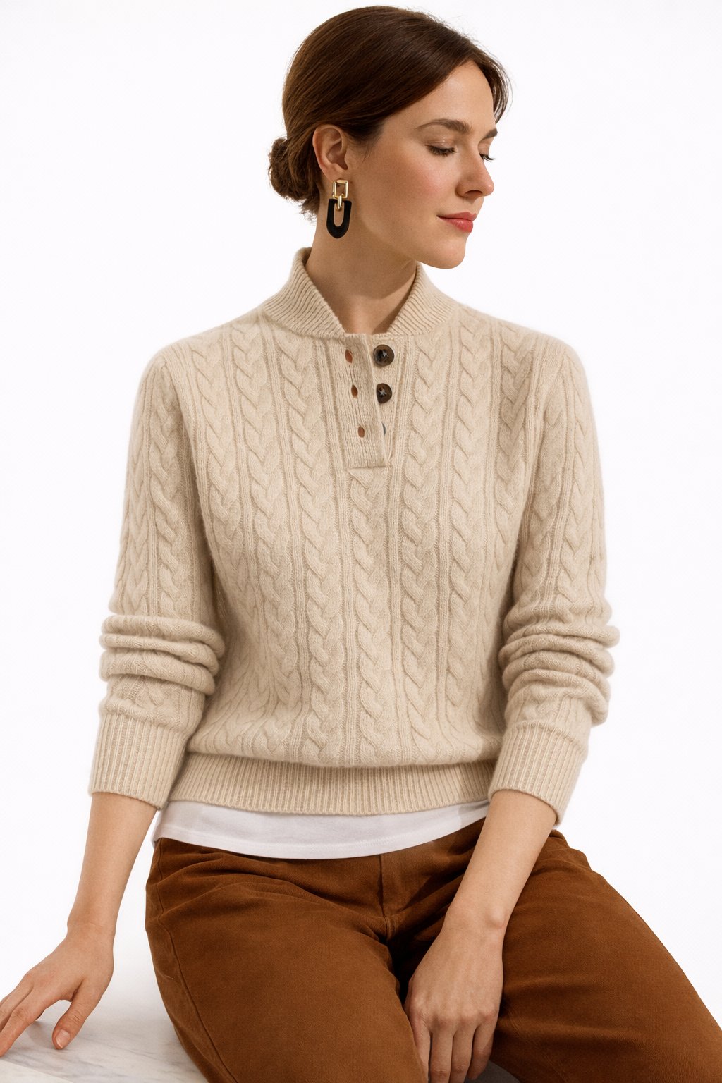Women's Long Sleeve Cable Jumper