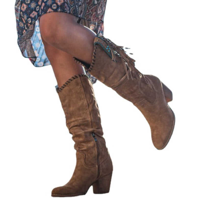 Women's Fringe Suede Cowboy Boots