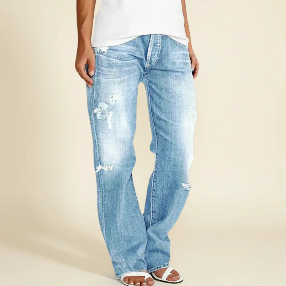 Women’s Ripped Straight Jeans