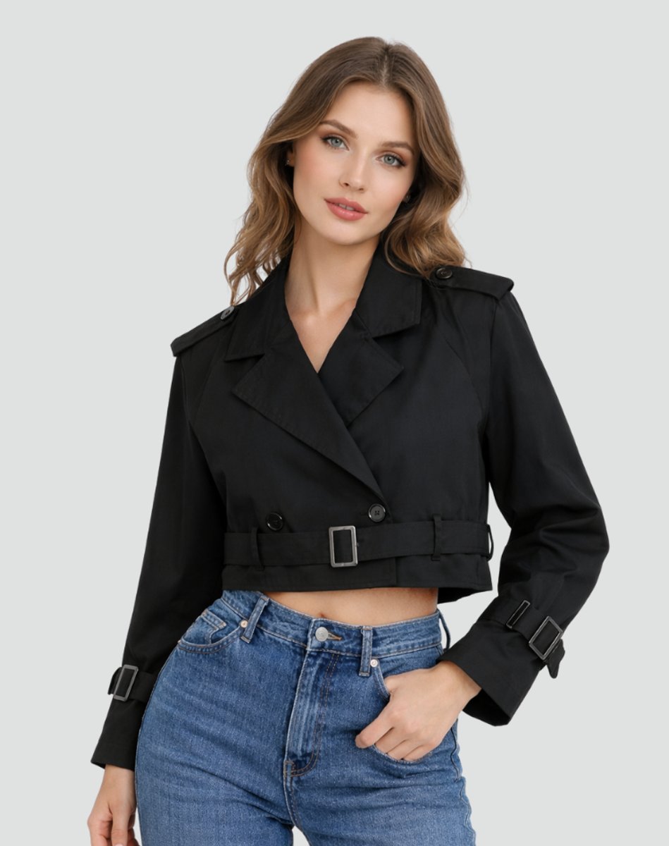 Women's Belted Cropped Trench Jacket