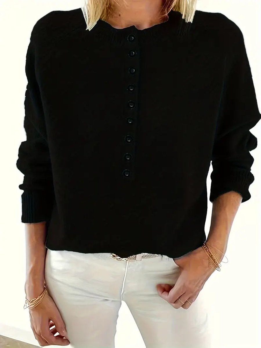 Women's Half-Button V-Neck Jumper