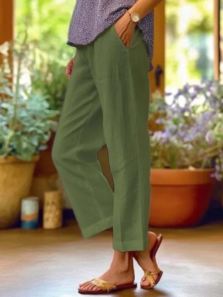 Women’s Linen Tapered Cropped Trousers
