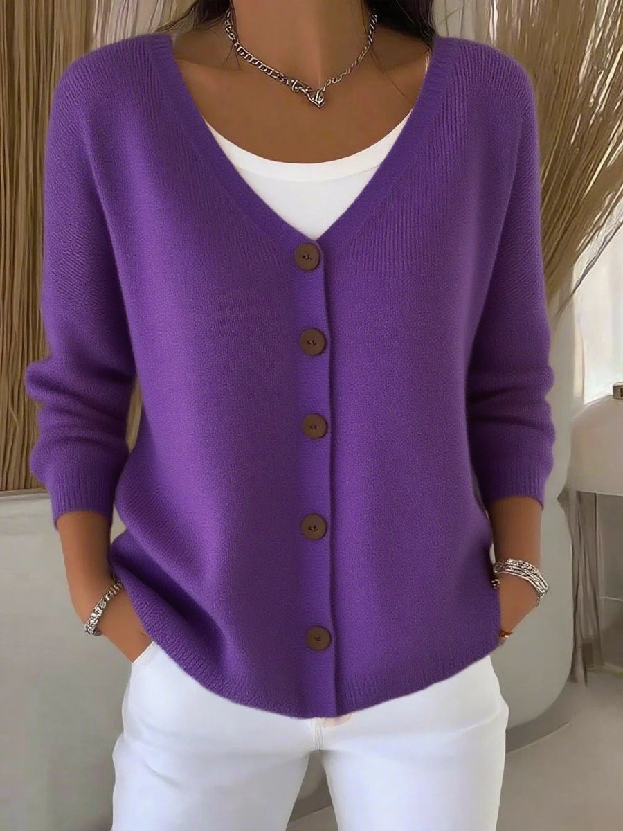 Women's V-Neck Knit Cardigan Sweater