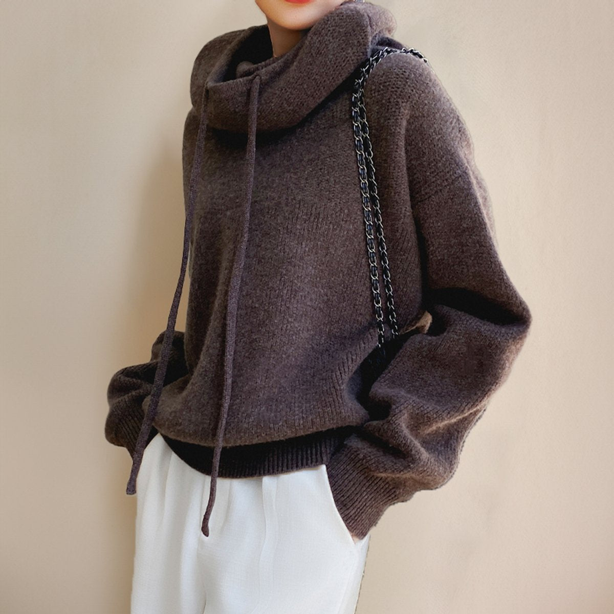 Women's Oversized Wool Hooded Jumper