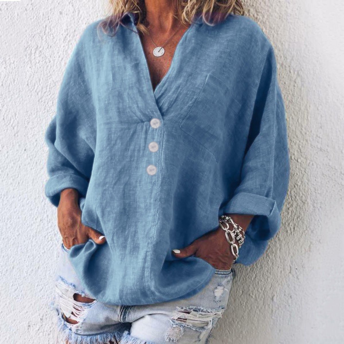 Women's Cotton-Linen Sweater Shirt
