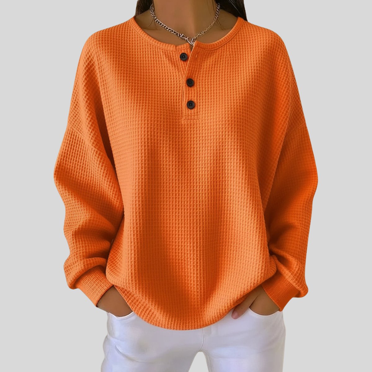 Women's Waffle Knit Sweater Top