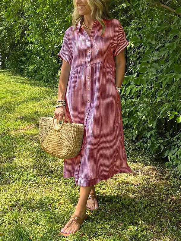 Women's Striped Button-Front Dress