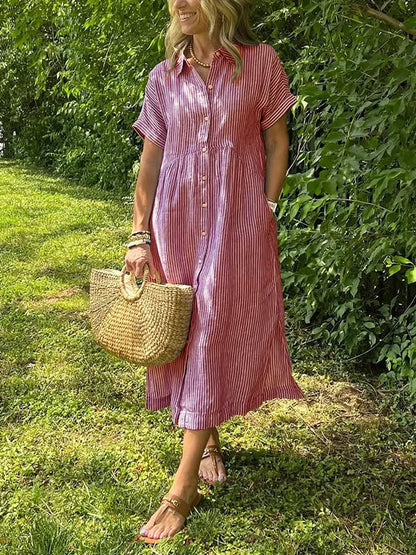 Women's Striped Button-Front Dress