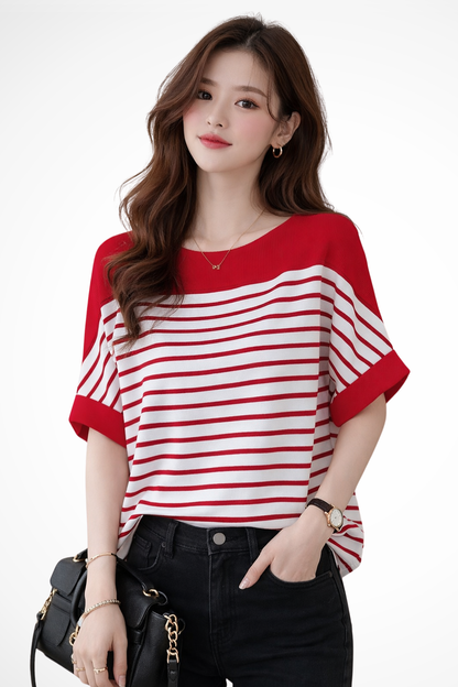 Women's Oversized Striped Casual Top