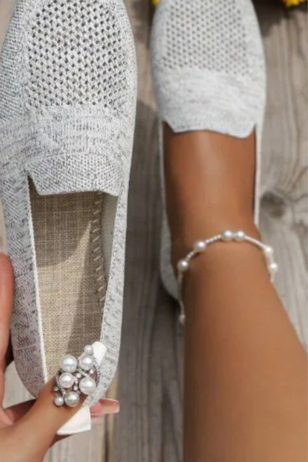 Women's Square Toe Knit Flats