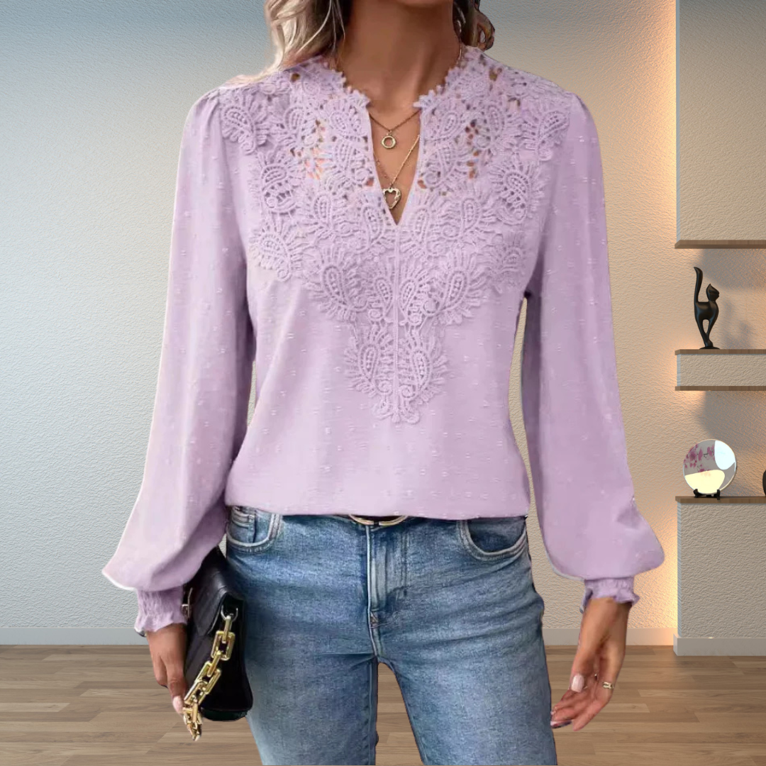 Women’s V Neck Floral Detail Blouse