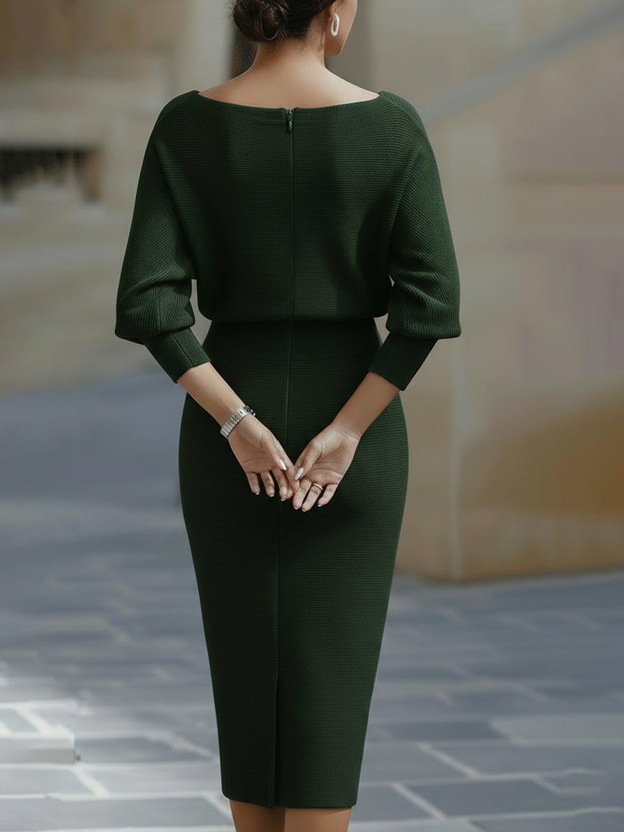 Women's Bodycon Batwing Midi Dress
