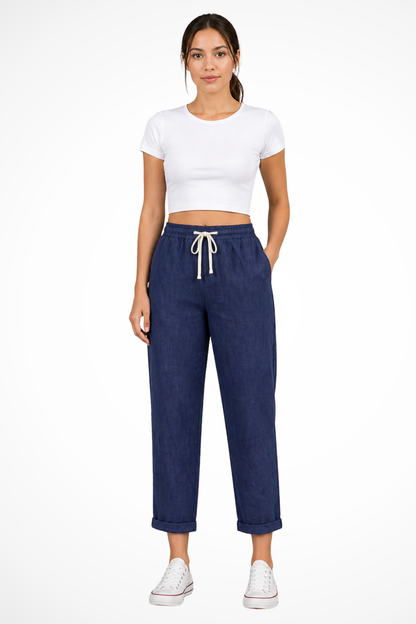 Women's Linen Cropped Trousers