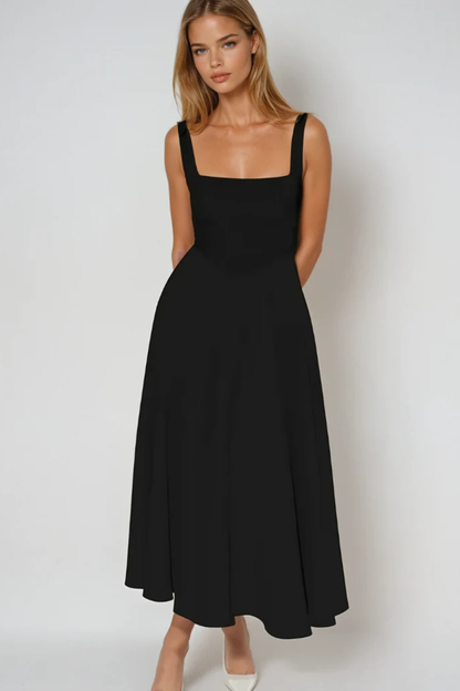 Square Neck Midi Guest Dress