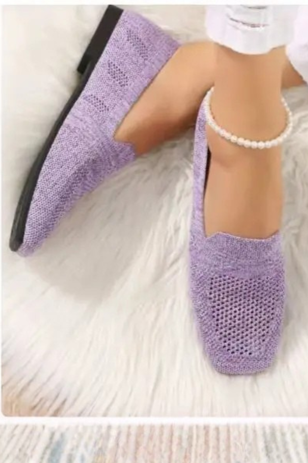 Women's Square Toe Knit Flats