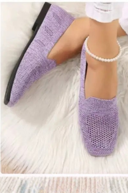 Women's Square Toe Knit Flats