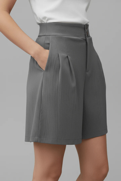 Women's Pleated High-Waist Shorts